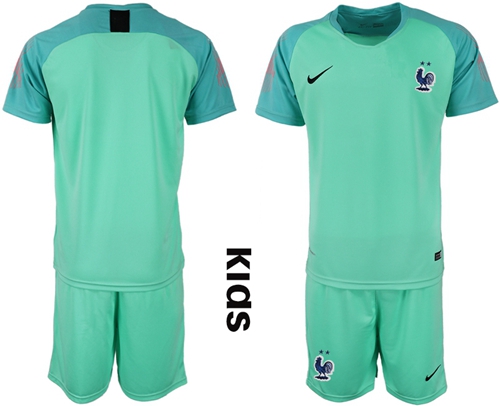 France Blank Green Goalkeeper Kid Soccer Country Jersey